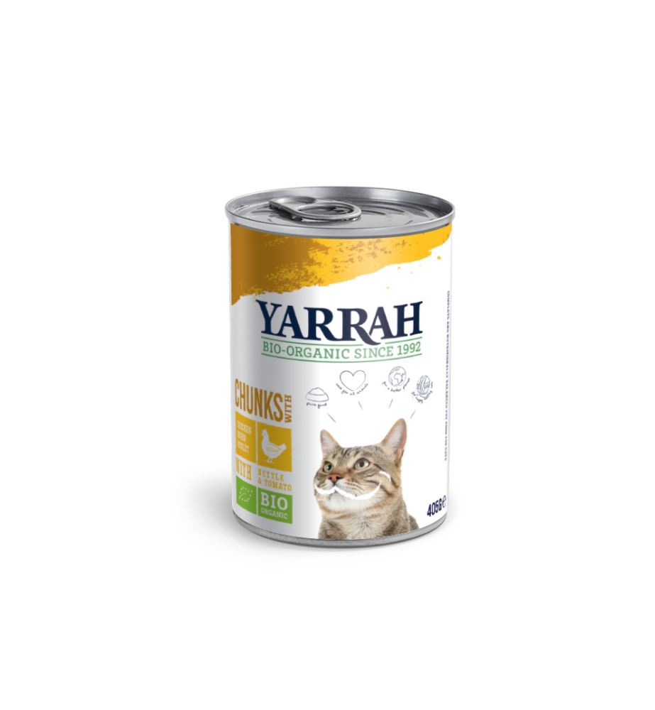 Induceren Hectare Moedig Yarrah Biologisch Kattenvoer Chunks met Kip - 12 x 405 gram