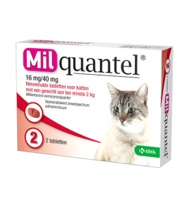 Milquantel Grote Kat - 16 mg / 40 mg (4 t/m 12 kg) - 2 tabletten