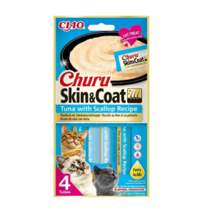 Churu Skin & Coat Tonijn met Schelpdieren - 12 x 4 tubes