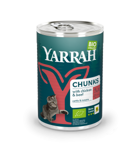 Yarrah Biologisch Kattenvoer Chunks met Kip & Rund - 12 x 405 gram