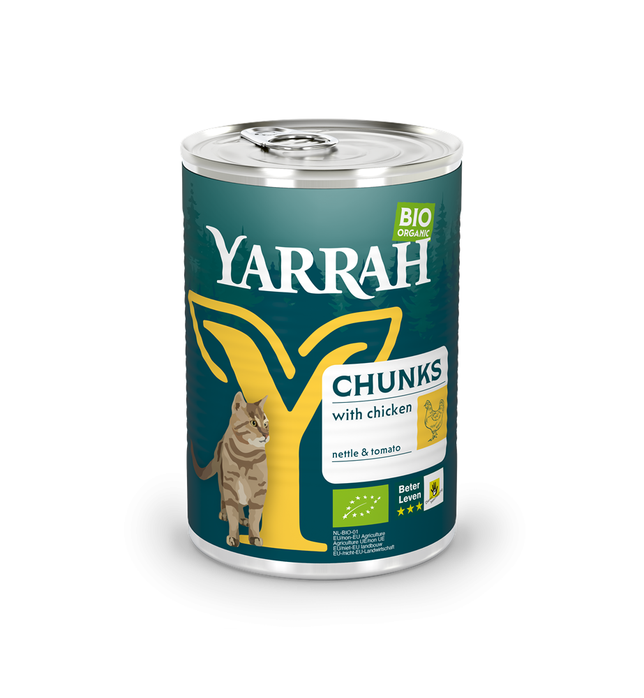 Yarrah Biologisch Kattenvoer Chunks met Kip - 12 x 405 gram