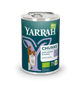 Yarrah Biologisch Kattenvoer Chunks met Kip & Kalkoen - 12 x 405 gram