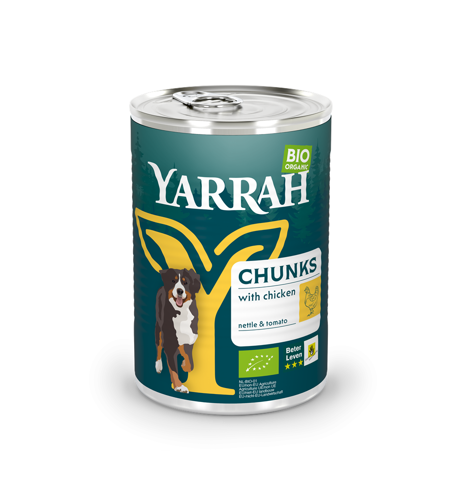 Yarrah Biologisch Hondenvoer met Chunks met Kip 405 gram