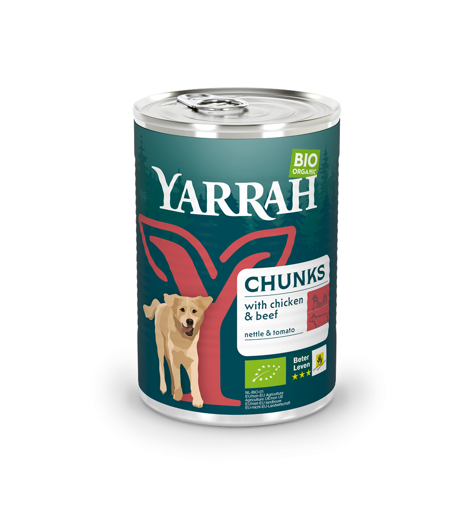 Yarrah Biologisch Hondenvoer Chunks met Kip & Rund 405 gram