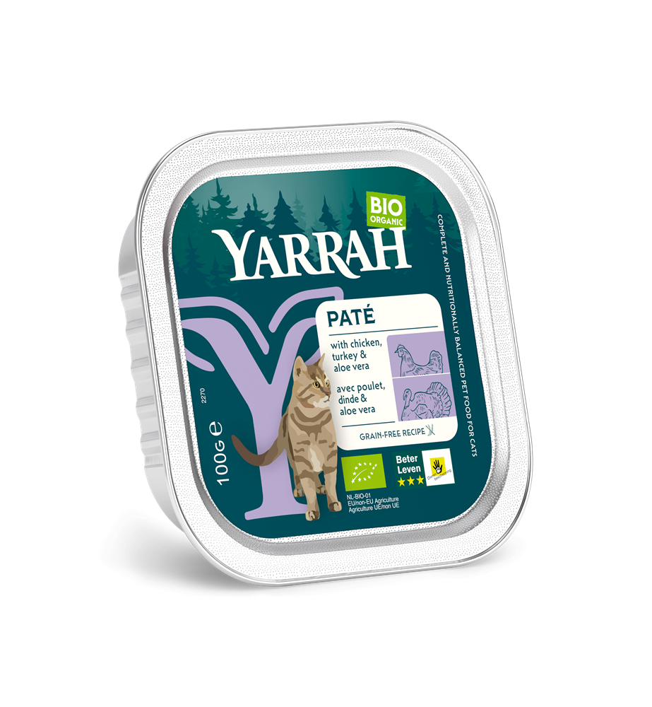 Yarrah Biologisch Kattenvoer Paté met Kip & Kalkoen - 16 x 100 gram