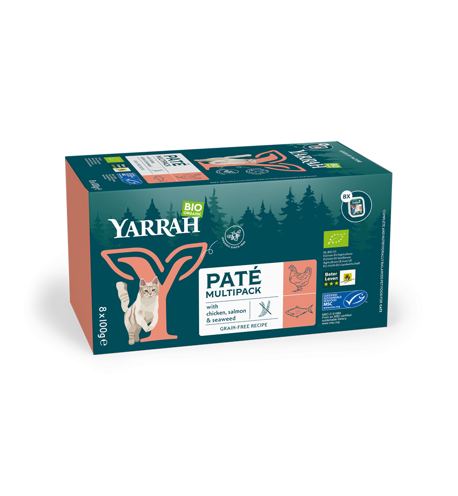 Yarrah Biologisch Kattenvoer Multipack met Zalm - 8 x 100 gram