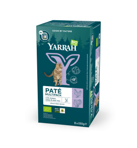 Yarrah Biologisch Kattenvoer Multipack met Kip & Kalkoen - 8 x 100 gram